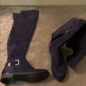 Thigh high navy blue boots
